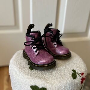 Dr. Martens Toddler Size 4 Pink/Purple Glitter Air Walk Boots EUC